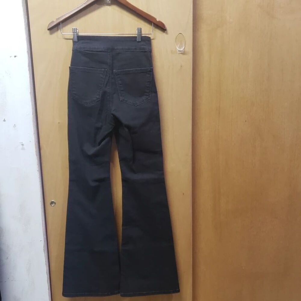 NWT TopShop Flare Jeans sz 4 26/30 4" rise Black Denim Topshop - Picture 2 of 5